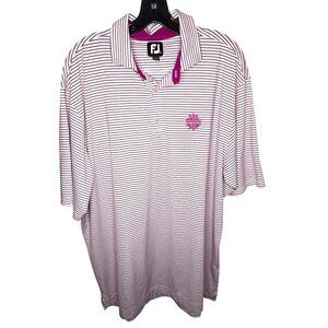FootJoy FJ Striped Polo Shirt XL Waikoloa White Pink Short Sleeve Golf Hawaii